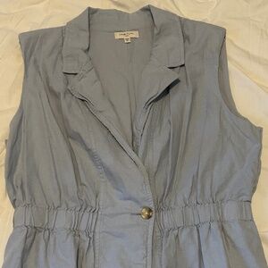 Habitual Single Button Elastic Waist Linen Blend  Vest / XL
